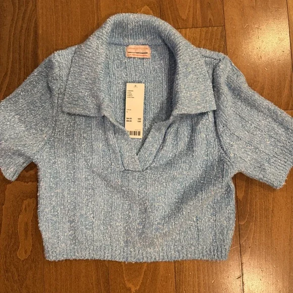 Urban Outfitters Women's Andrea Cropped Sweater Polo Size Large Spring Festival - Picture 5 of 7